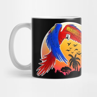 ara scarlet macaw sunset jungle Mug